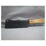 Wood-Handled Metal Cleaver with Rivets