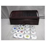 Wooden Slide File Cabinet with Glass Slides