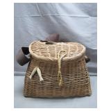 Handwoven Wicker Fishing Creel Basket