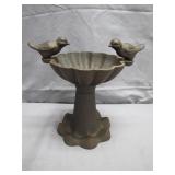 Miniature Cast Iron Bird Bath with Birds Perched