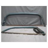 Two Blue Metal-Frame Hand Saws