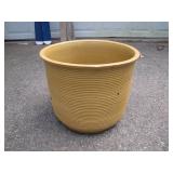 Large Yellow Ribbed Ceramic Pot