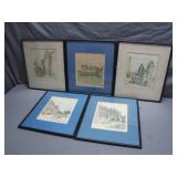 Five Pierre Pages Architectural Prints