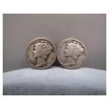 1941 and 1945 Mercury Silver Dimes