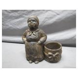 Antique Cast Iron Black Americana Washing Lady