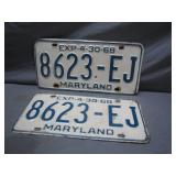 1968 Maryland License Plates