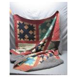 Handcrafted Quilt with Star and Plaid Patterns