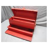 Vintage Red Metal Cantilever Toolbox