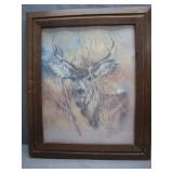 1978 Framed Deer Artwork by K. Vernon