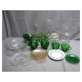 Eclectic Green and Clear Glassware Set