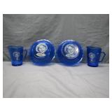 Blue Shirley Temple Dish Set