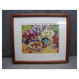 Framed Floral Still Life With Fruit Print