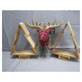 Wooden Holiday Decor Set with Deer Head