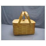 Wooden Picnic Basket With Lid
