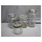 Four Glass Mason Jars with Lids