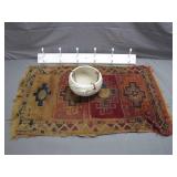 Decorative Rug, Ceramic Bowl & Hook Rack Set