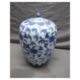 Blue and White Lidded Porcelain Jar