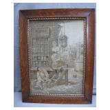 Framed French Needlework Scene