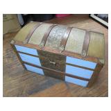 Restored Wooden Travel Trunk With Metal Details