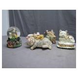Cat Figurines With Snow Globe