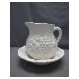 White Ceramic Pitcher and Basin Set