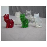Five Glass Cat Figurines
