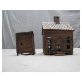 Cast Iron Bank Set Featuring House and Safe