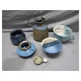 Handcrafted Pottery Lot with Animal Figurine