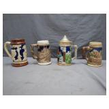 Four German Beer Steins