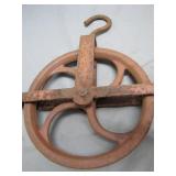 Rustic Iron Pulley with Hook