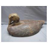 Rustic Hand-Carved Wooden Duck Decoy
