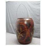 Handpainted Lidded Rice Container with Handle