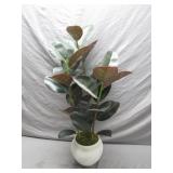 Lifelike Rubber Plant in Decorative Pot