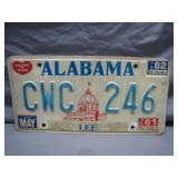 1981-82 Alabama License Plate ï¿½ Lee County