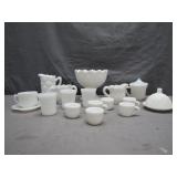 Charming Milk Glass Tea Set Collectible Ensemble
