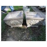 Ornate Concrete Planters with Scroll Design