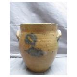 Two-Handled Stoneware Crock with Decoration