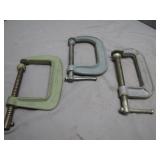 Three Heavy-Duty Metal C-Clamps