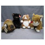 Four Plush Cat Figurines