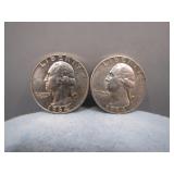 Pair of 1964 D Washington Silver Quarters