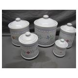 5 Floral Ceramic Kitchen Canisters