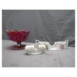 Carnival Glass and Porcelain Holders