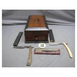 Wooden Shaving Box with Razors & Accessories