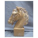 Horse Head Sculpture on Pedestal Base