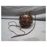 Amber Glass Fishing Float with Rope Netting