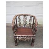 1920s Korean Mahogany & Abalone Chair