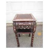 Antique 1920s Korean Mahogany Table with Abalone
