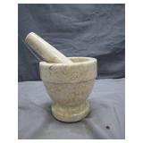 Cream-Colored Marble Mortar and Pestle