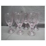Six Pink Glass Goblets