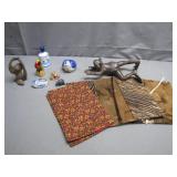 Eclectic Assorted Figurines and Textiles Lot